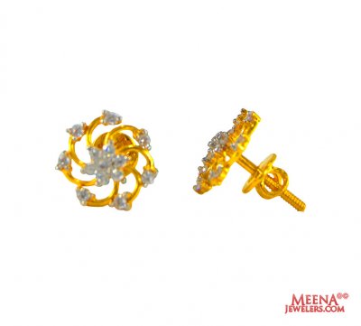 22 Karat Fancy Gold Tops with CZ  ( Signity Earrings )