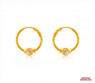 22 Kt Gold Two Tone Bali for Girls ( Hoop Earrings )