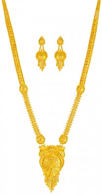 22KT GoLD Long Necklace Set ( Bridal Necklace Sets )