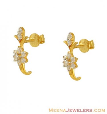 22k Fancy CZ Earring ( 22Kt Gold Fancy Earrings )