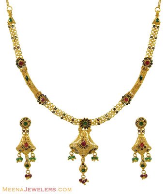 22K Antique Designer Set ( Antique Necklace Sets )