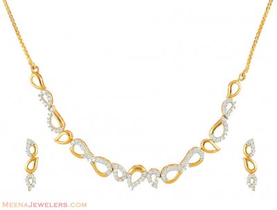 Diamond Necklace Set (18 K Gold) ( Diamond Necklace Sets )