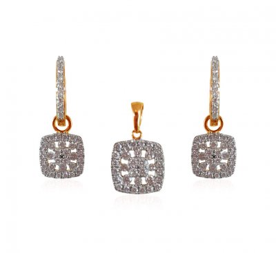 18k Gold Diamond Pendant Set  ( Diamond Pendant Sets )