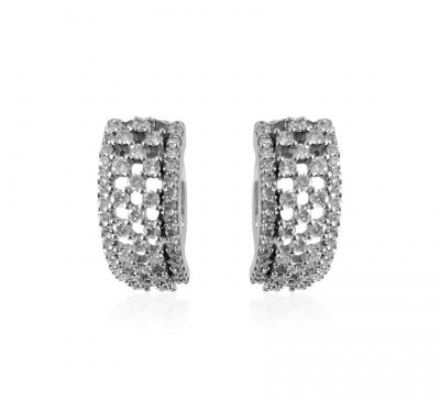18KT White Gold Diamond Earrings ( Diamond Earrings )