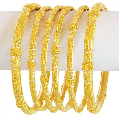 22K Gold Bangles Set (4 PCs) ( Set of Bangles )