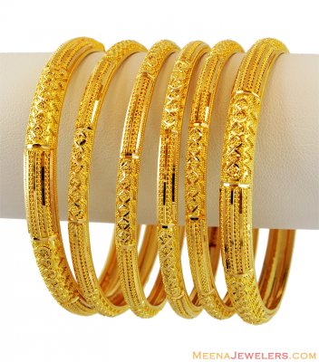 Indian Gold Bangles Set(6 Pcs) 22K ( Set of Bangles )