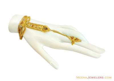 22K Fancy Three Tone Panja  ( Ladies Bracelets )