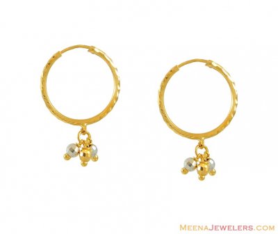 22k 2 Tone Baby Hoops  ( Hoop Earrings )