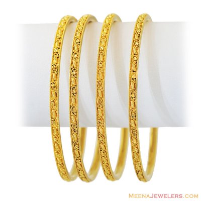 22k Yellow Gold Bangles(4Pcs) ( Gold Bangles )