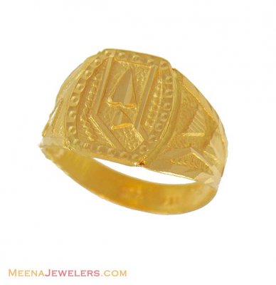 22k Yellow Gold Ring ( Mens Gold Ring )