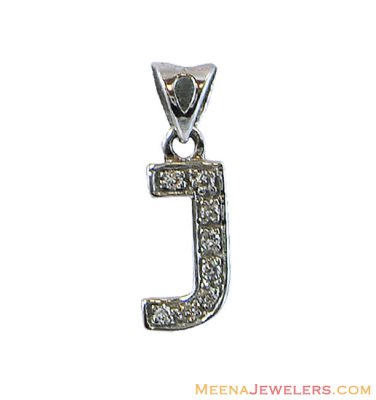 White Gold Fancy (J) Pendant 18K ( Initial Pendants )