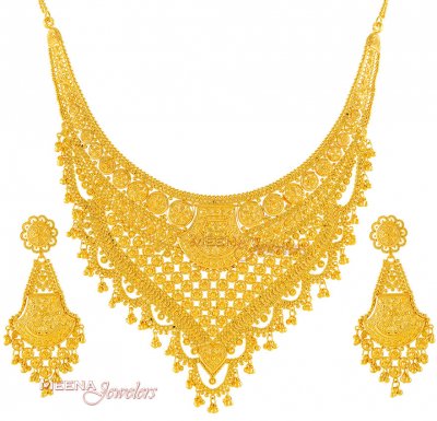 22Kt Filigree Bridal Set ( Bridal Necklace Sets )