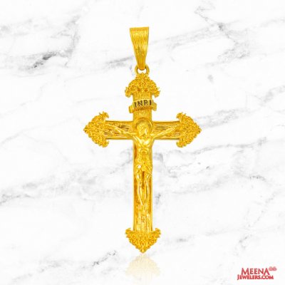 22Kt Gold Cross Jesus Pendant  ( Jesus Cross Pendants )