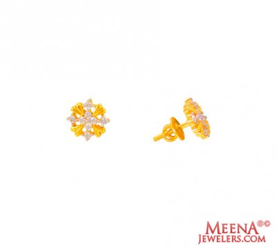 22 Karat Fancy Gold Tops with CZ  ( Signity Earrings )