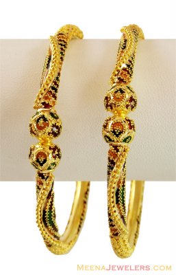 Beautiful Meenakari Pipe Kadas 22k ( Kadas )