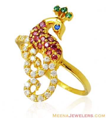 Exclusive Peacock Signity Ring 22k  ( Ladies Signity Rings )