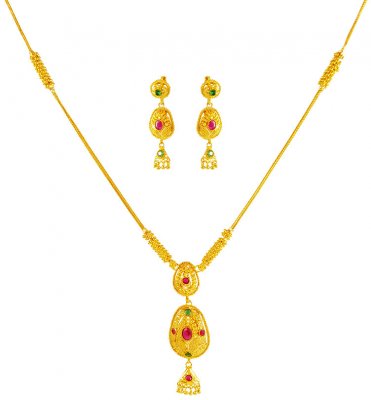 22k Gold Precious Stones Set ( Gold Designer Sets )