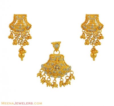 22k Two Tone Pendant Set ( Gold Pendant Sets )