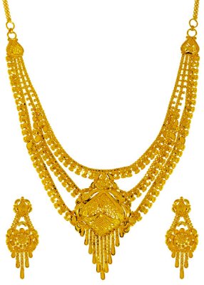 22k Gold Layered Necklace Set ( 22 Kt Gold Sets )