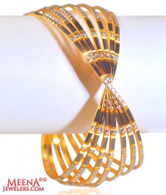 22K Gold Two Tone Bangle (1Pc) ( Two Tone Bangles )