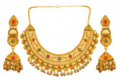 22k Yellow Gold Necklace Set ( 22 Kt Gold Sets )