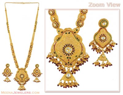 22Kt Antique Bridal Necklace Set ( Bridal Necklace Sets )