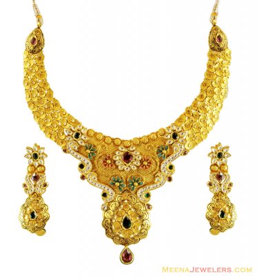 Antique Meenakari Necklace Set ( Antique Necklace Sets )