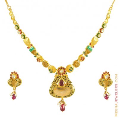 22kt Antique Necklace Set ( Antique Necklace Sets )