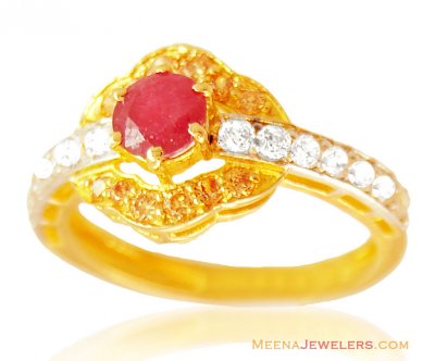 22K Designer Ruby Ladies Ring ( Ladies Rings with Precious Stones )