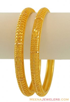 Gold Filigree Bangles(2 pcs) ( Gold Bangles )