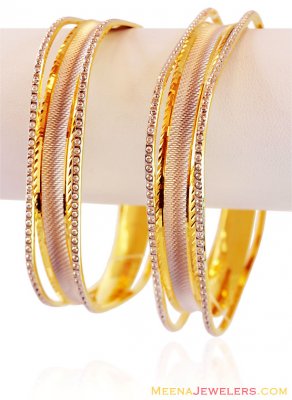 22k Fancy Square Bangles 2 Tone ( Two Tone Bangles )