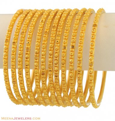 22K Gold Filigree Churi Set (12 Pcs) ( Set of Bangles )