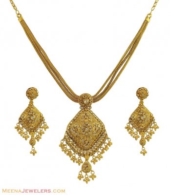 Polki Studded Antique Set ( Antique Necklace Sets )