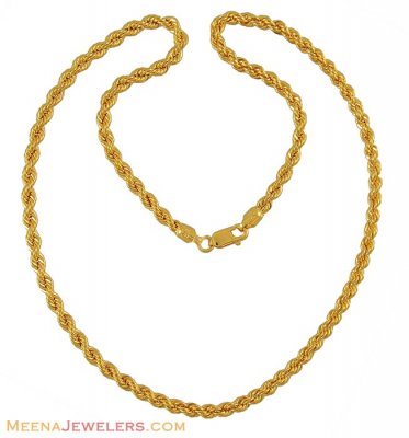 22Kt Rope Chain (16 Inch) ( Plain Gold Chains )