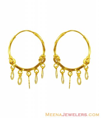 22Kt Fancy Hoop Earrings ( Hoop Earrings )