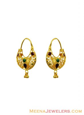 22k Fancy Meenakari Hoop Earrings  ( Hoop Earrings )