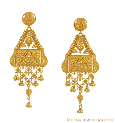 Indian Filigree Earrings (22Karat) ( 22Kt Gold Fancy Earrings )