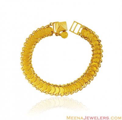 21K Fancy Gold Coin Bracelet  ( Ladies Bracelets )