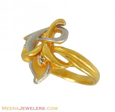 Two Tone Ring (22k gold) ( Ladies Gold Ring )