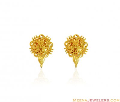 22K Gold Fancy Earrings ( 22 Kt Gold Tops )