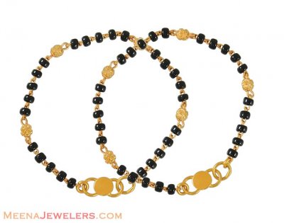 22K Bracelet with Beads ( Black Bead Bracelets )