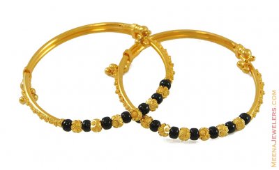 22k Black Beads Kids Bangle ( Baby Bangles )