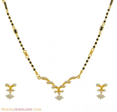 22K Mangalsutra and Earrings Set ( Gold Mangalsutra Sets )