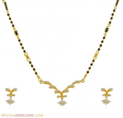 22K Mangalsutra and Earrings Set ( Gold Mangalsutra Sets )