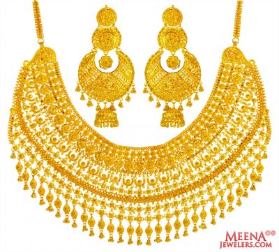 22Kt Gold Necklace Earring Set ( 22 Kt Gold Sets )