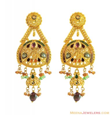 22k Designer Antique Earrings ( Long Earrings )