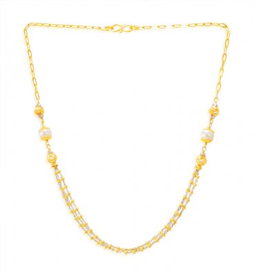 22Karat Gold Layer Chain With Pearl ( 22Kt Gold Fancy Chains )