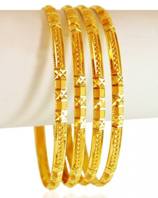 22kt Gold Machine Bangles (4 Pcs) ( Gold Bangles )