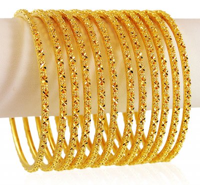 22K Gold Bangle Set (8Pcs) ( Set of Bangles )