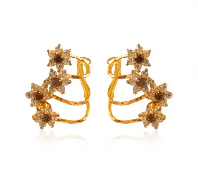 Designer Pearl Cz Earrings 22k  ( Precious Stone Earrings )